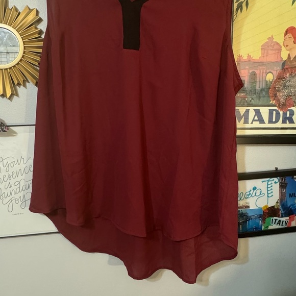 Torrid Burgundy Brick Red Black Georgette Tank Blouse - Picture 3 of 9